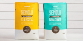 SEMOLA CLASSICA硬质小麦粉新包装设计-明亮的黄色和蓝色作为配色增添了现代的品牌诉求，一个引人注目简单和独特的图形设计