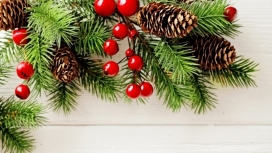 高清晰松针松果圣诞节绣球壁纸