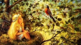 甜美的天使童话-倾听鸟歌唱的小天使