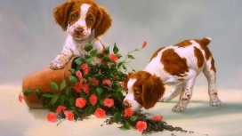 可爱的玫瑰小狗