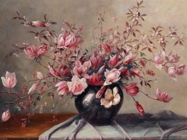 高清晰水粉水墨花瓶壁纸