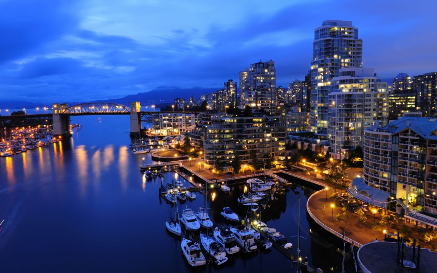 加拿大温哥华城市港口夜景壁纸 手机移动版