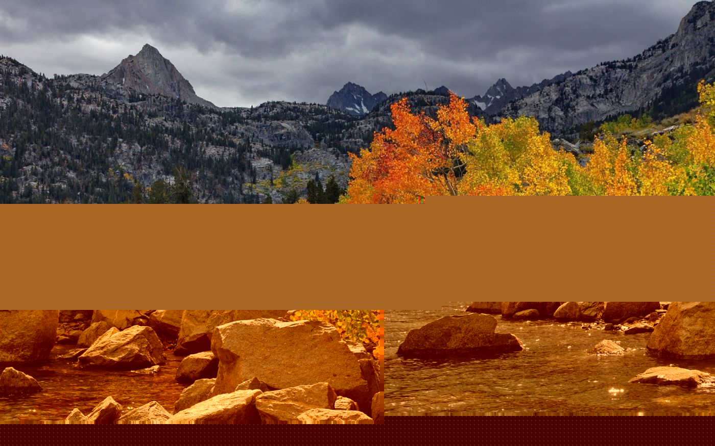 高清晰秋天树湖岩石高峰图片