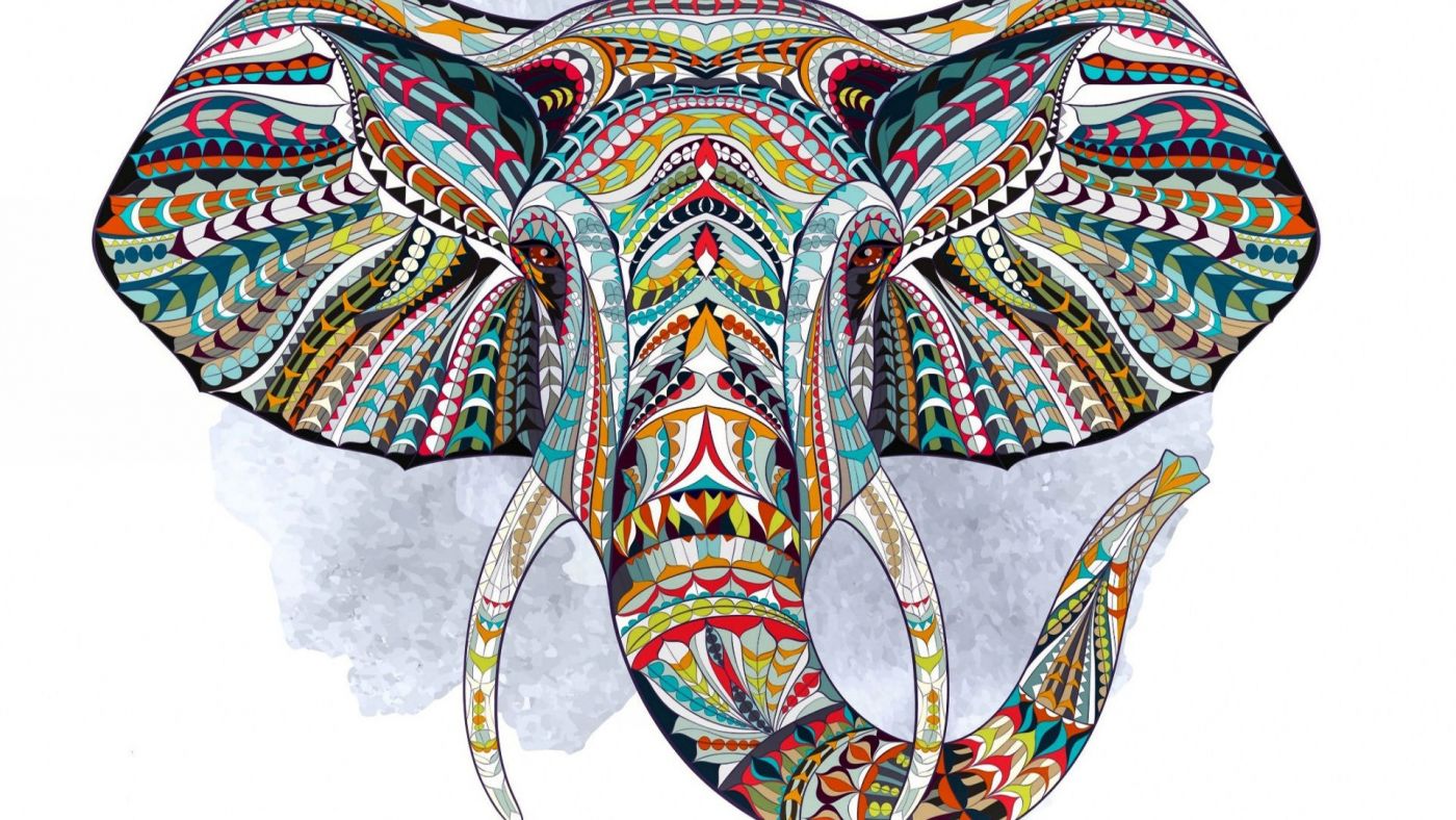高清晰几何图案大象壁纸图片