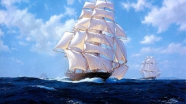 大海中的白色帆船壁纸