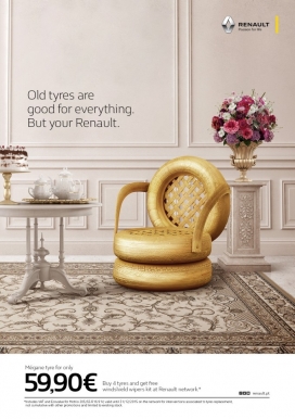 旧轮胎对一切都很好-雷诺汽车平面广告