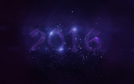 高清晰紫色2016立体玻璃字壁纸