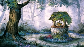 高清晰花树水墨壁纸