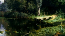 高清晰森林木桥码头壁纸