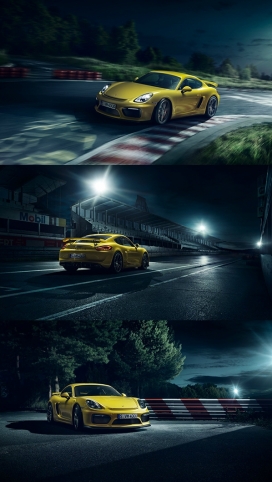 保时捷黄色卡曼GT4跑车设计