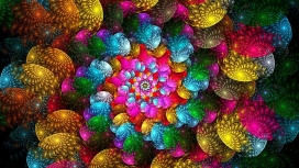 高清晰彩虹螺旋形花瓣壁纸