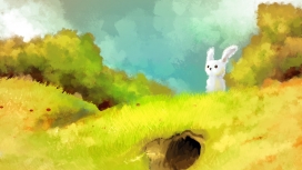 可爱的山洞兔子