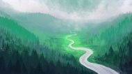 弯曲的绿色卡通河