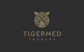 Tigermed Therapy泰格医药针灸治疗-，清晰的老虎脸几何形状标志，强调品牌的奢侈标准