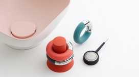 Ommo-颜色鲜艳，不锈钢磨砂塑料，抽象形状“耳机”风格厨房用具设计