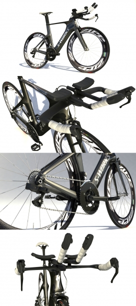 SPECIALIZED-曲面建模纹理轻便黑色炫酷自行车设计