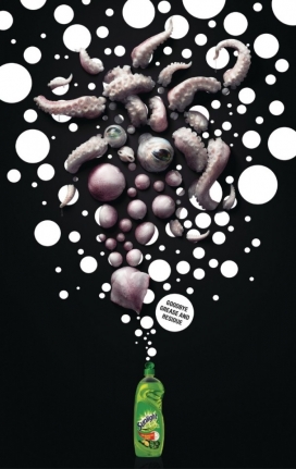 再见油脂和残渣-Sunlight洗衣液平面广告