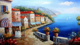 意大利油画海岸壁纸