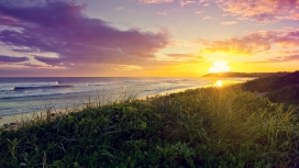 澳大利亚海滩的日落