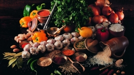 丰盛的美食配料