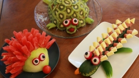 可爱的水果动物拼盘