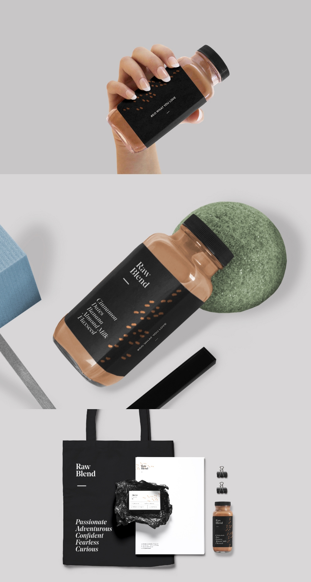 混合有机果汁的包装设计-非常方便随身携带,丰富多彩的抽象绘画,每个瓶子的设计反映了给人一种俏皮而充满活力的外观,黑白精致的外观传达奢华和质量,封面大图