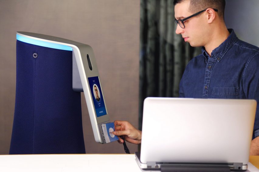 机器人安全警卫-由Google X和SpaceX的工程师创立,看起来像一个高大的扬声器,它设计在办公室和门厅操作,它执行基本功能,如扫描ID卡,但也使用其传感器来检测可能的安全威胁。---酷图编号1172349