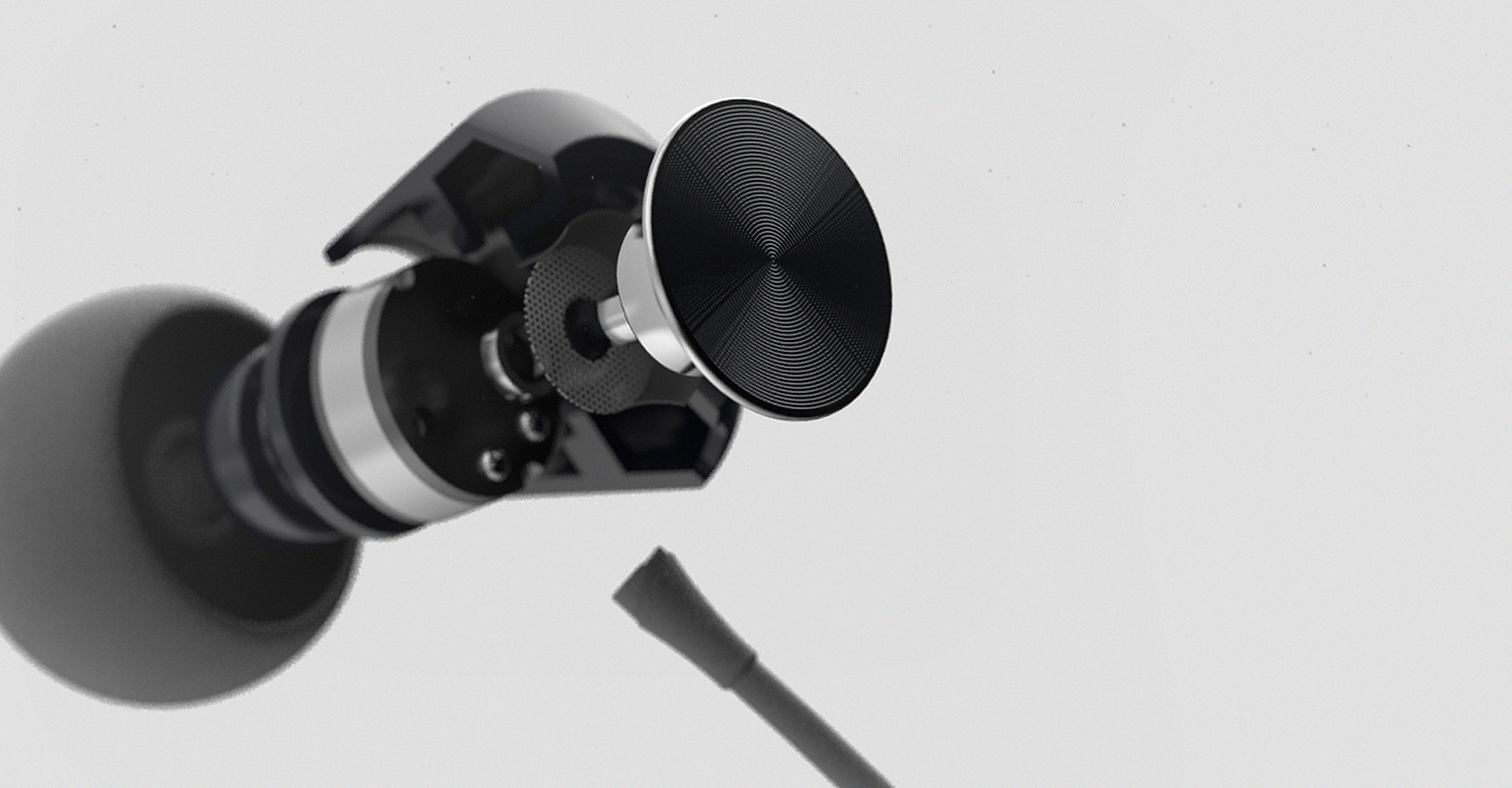 FOCUS - earphone-可以打开关闭声音的耳机, 拉出帽子可以让外部声音进入你的耳朵与音乐, 另一方面,推盖子让你专注于像其他“入耳式”那样的音乐。---酷图编号1172992