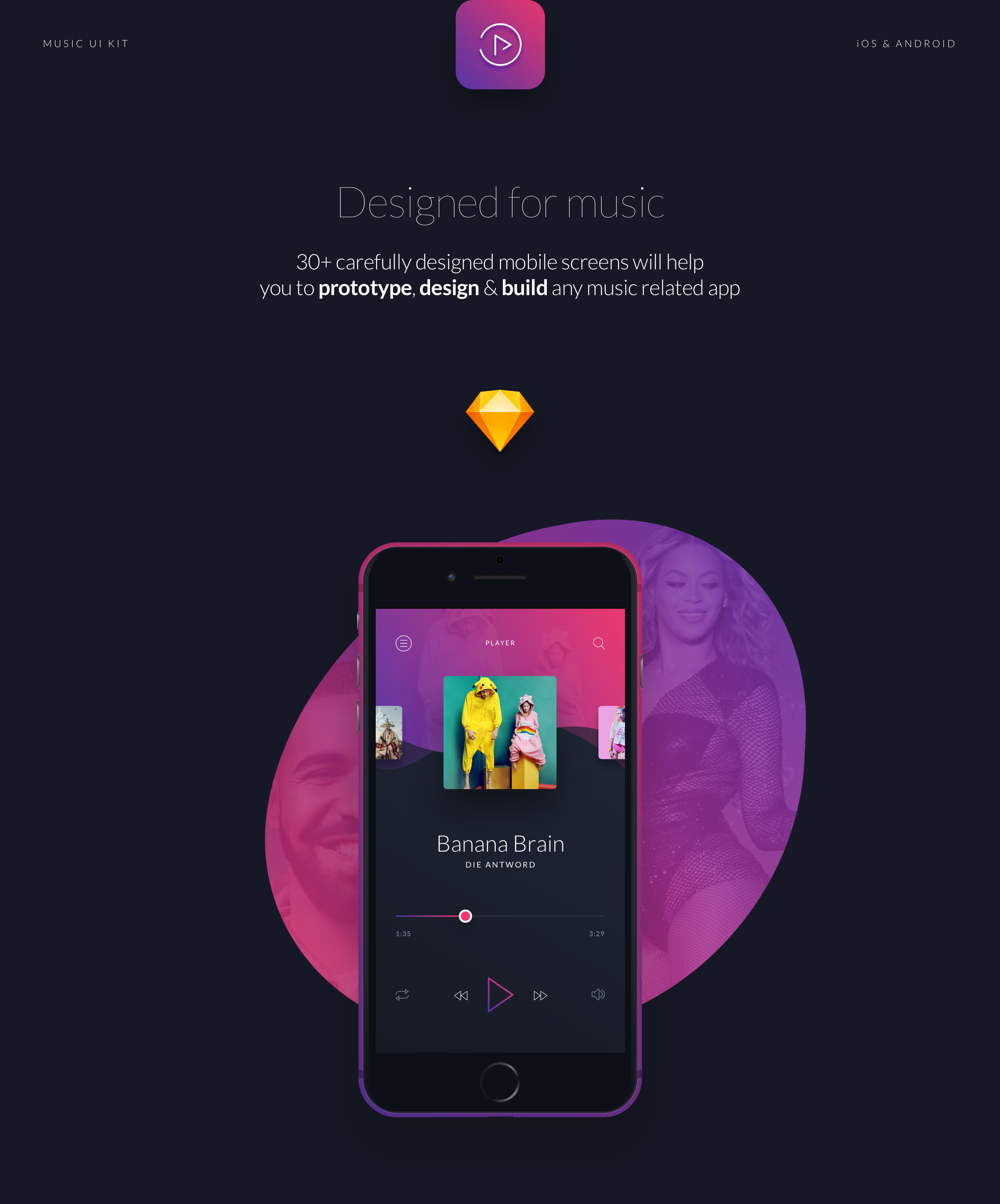 Music Mobile UI Kit-音乐手机套件APP设计---酷图编号5