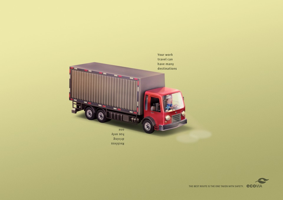 我们的公路旅行可以有很多目的地,鲁莽驾驶只有一辆,最好的路线是安全的路线- Ecovia平面广告---酷图编号2