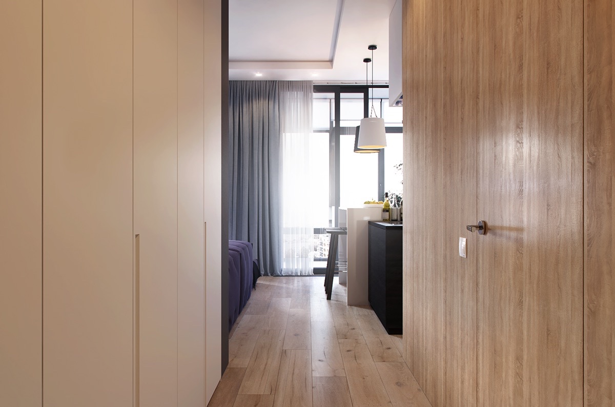 2个带有现代色彩设计的单身卧室公寓---酷图编号1189186