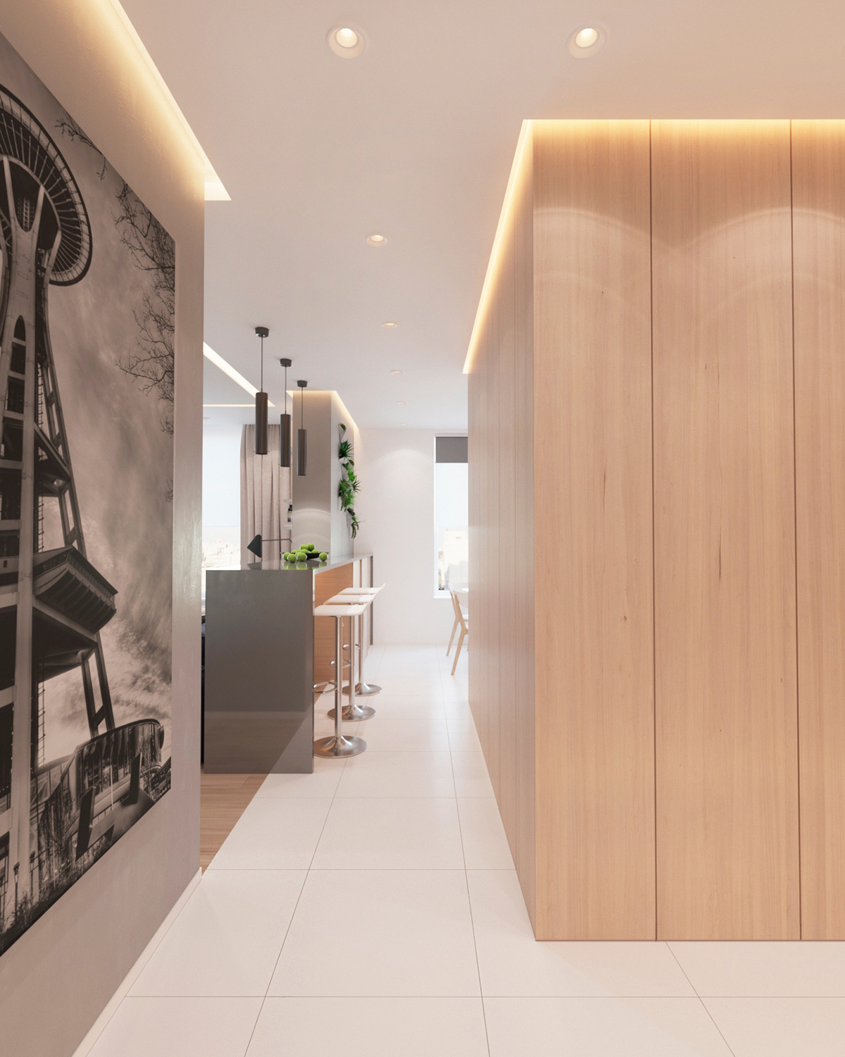 2个带有现代色彩设计的单身卧室公寓---酷图编号1189203