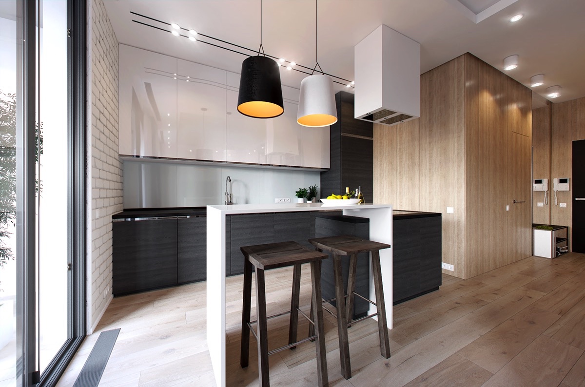 2个带有现代色彩设计的单身卧室公寓---酷图编号1189212