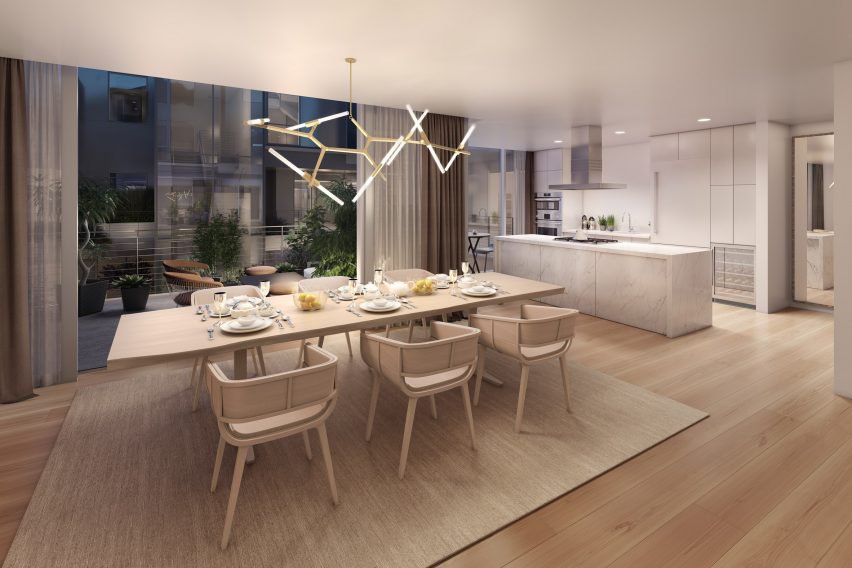 中国MAD建筑工作室在贝弗利山庄建造的植物覆盖的白色住宅区-室内和室外空间将是流动互动的,在装饰中会穿插种植,表达明亮绿色---酷图编号6