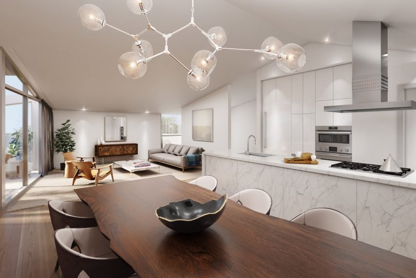 中国MAD建筑工作室在贝弗利山庄建造的植物覆盖的白色住宅区-室内和室外空间将是流动互动的,在装饰中会穿插种植,表达明亮绿色---酷图编号3