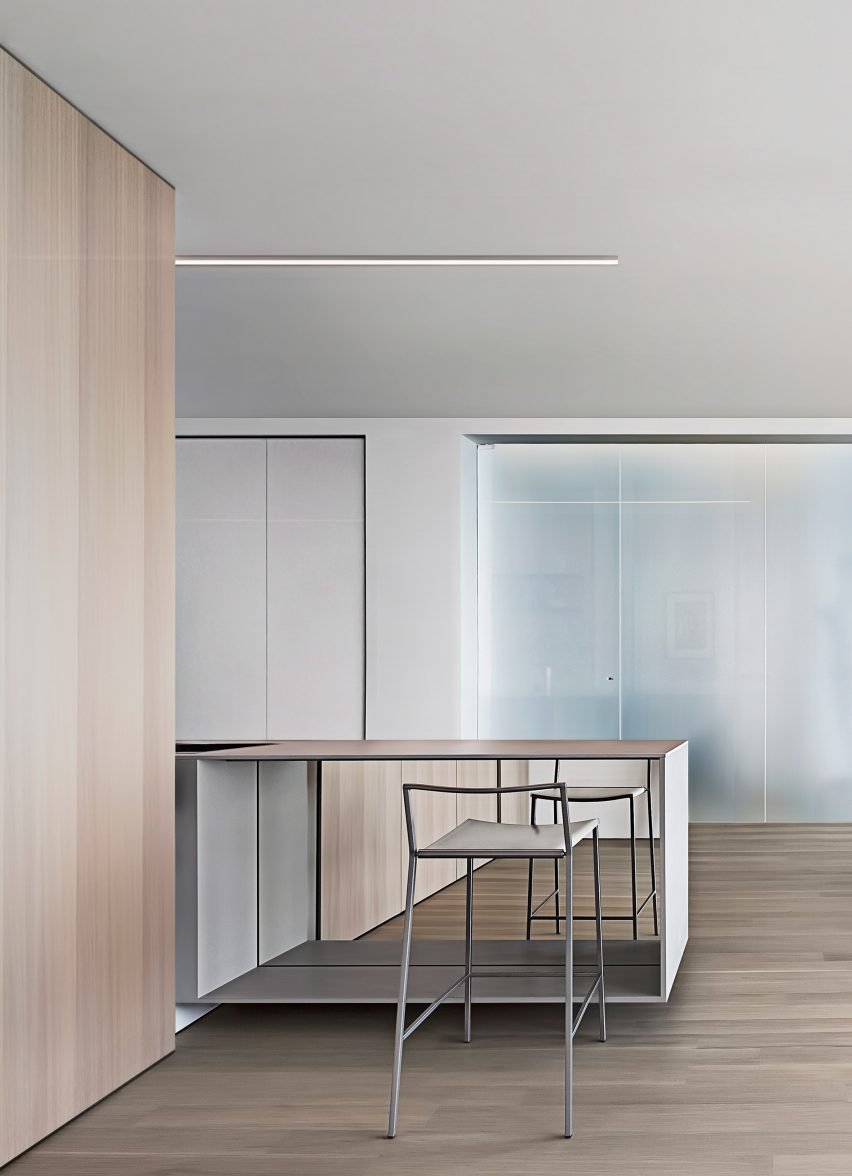 极简主义的湖滨公寓装修-用克制的调色板展示的建筑观,打开了最大限度空间布局和直接的视觉---酷图编号1191829