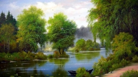 百合池塘小船岸