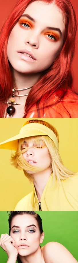 五颜六色的芭芭拉・帕尔文-闪闪发光的眼影和大胆的红色唇