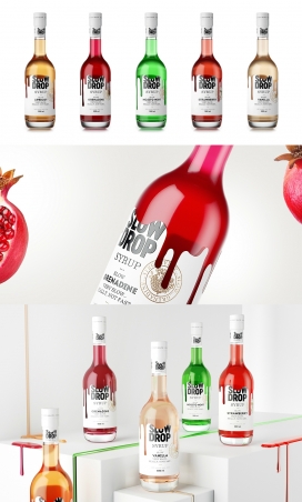 鲜艳的鸡尾酒糖浆包装设计