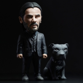 人与狗-John Wick塑胶盒雕塑玩具设计