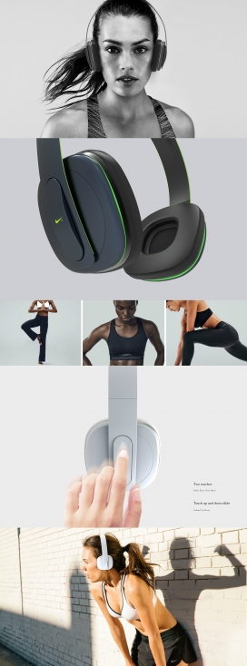 NIKE Headphone-耐克耳机设计-可以通过节律的传感器来检测身体，您可以在运动时不时检查身体的状况。