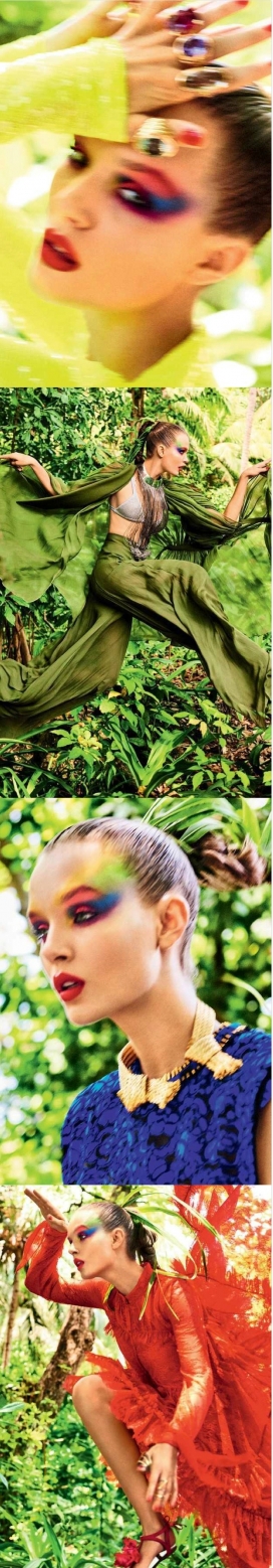 约瑟芬-生动的五彩时装秀-大胆的五彩睫毛化妆，搭配五彩服饰