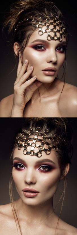 Beauty retouching-精细的女性脸部肌肤彩妆人像