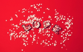 高清晰浪漫的爱心剪纸壁纸