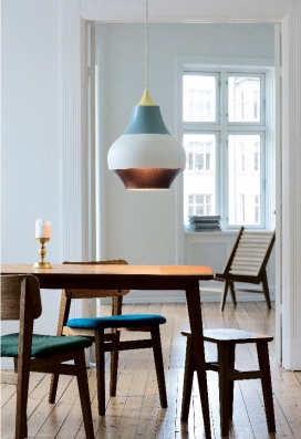 Clara von Zweigbergk为丹麦Louis Poulsen品牌创造的气球灯，提供三种不同的颜色组合