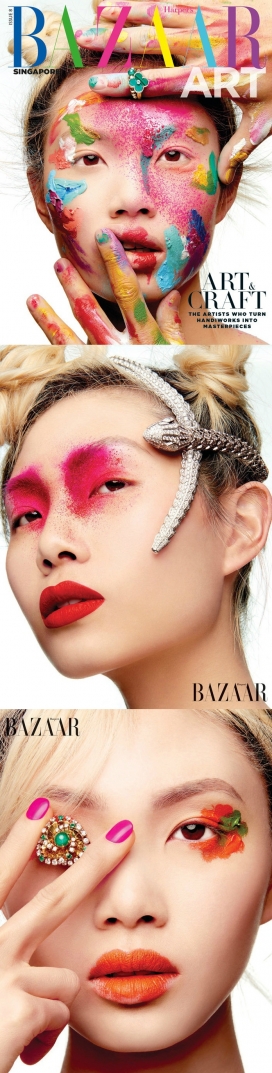 Harper Bazaar新加坡艺术作品-通过粉彩人像展示了充满活力的颜色与珠宝
