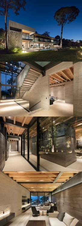 木工艺和混凝土工艺完美搭配的别墅建筑