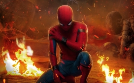 高清晰在烈火中的蜘蛛侠超人壁纸