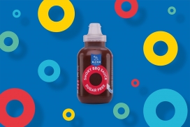一个目的是为了调味的中性无糖酱品牌-一个可爱和透明的包装，以帮助对抗食糖战争