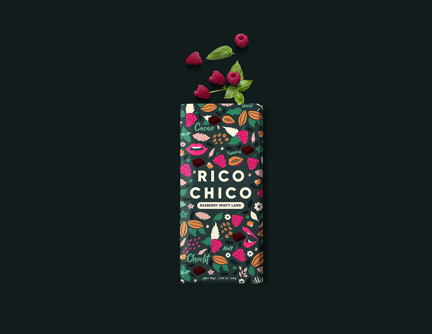 波多黎Rico Chico巧克力-来自大胆插图的口味,设计采用了大胆的图案元素,吸引观众的目光并呈现巧克力的不同风味。---酷图编号1